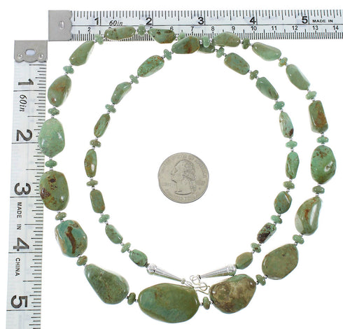 Native American Sterling Silver Kingman Turquoise Bead Necklace AX85154